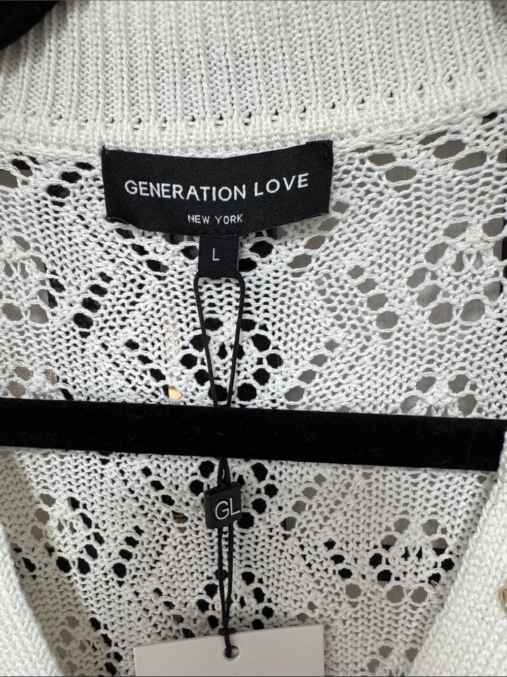 GENERATION LOVE Eleni Pointelle Knit Dress White L Gold Button Midi Cover Up - Picture 13 of 16